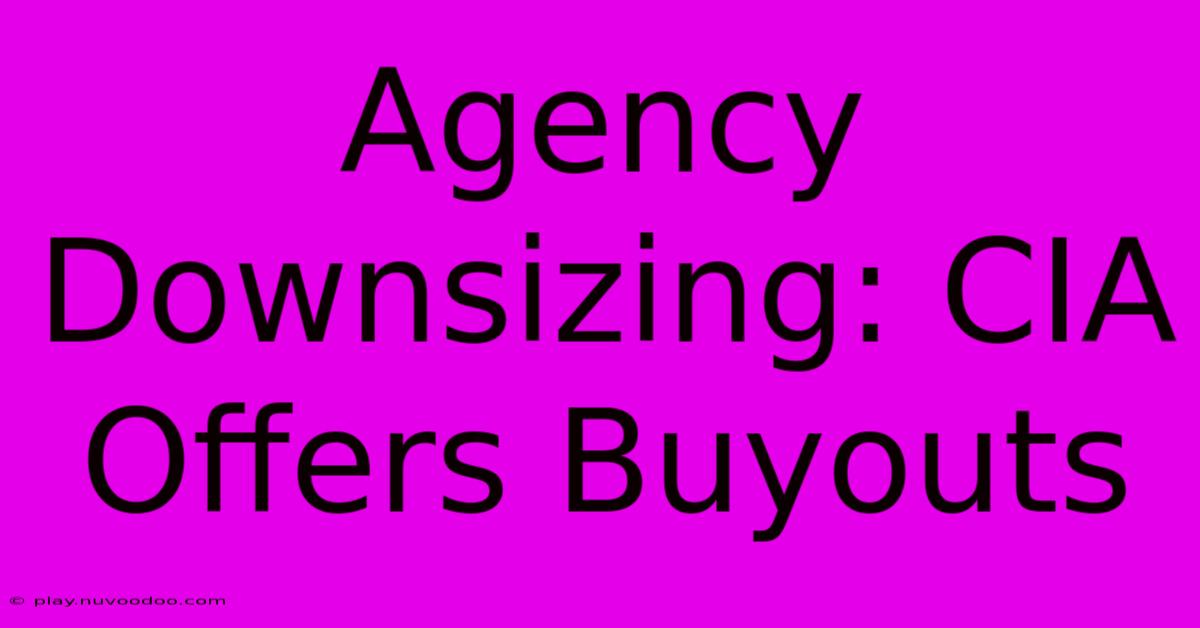 Agency Downsizing: CIA Offers Buyouts