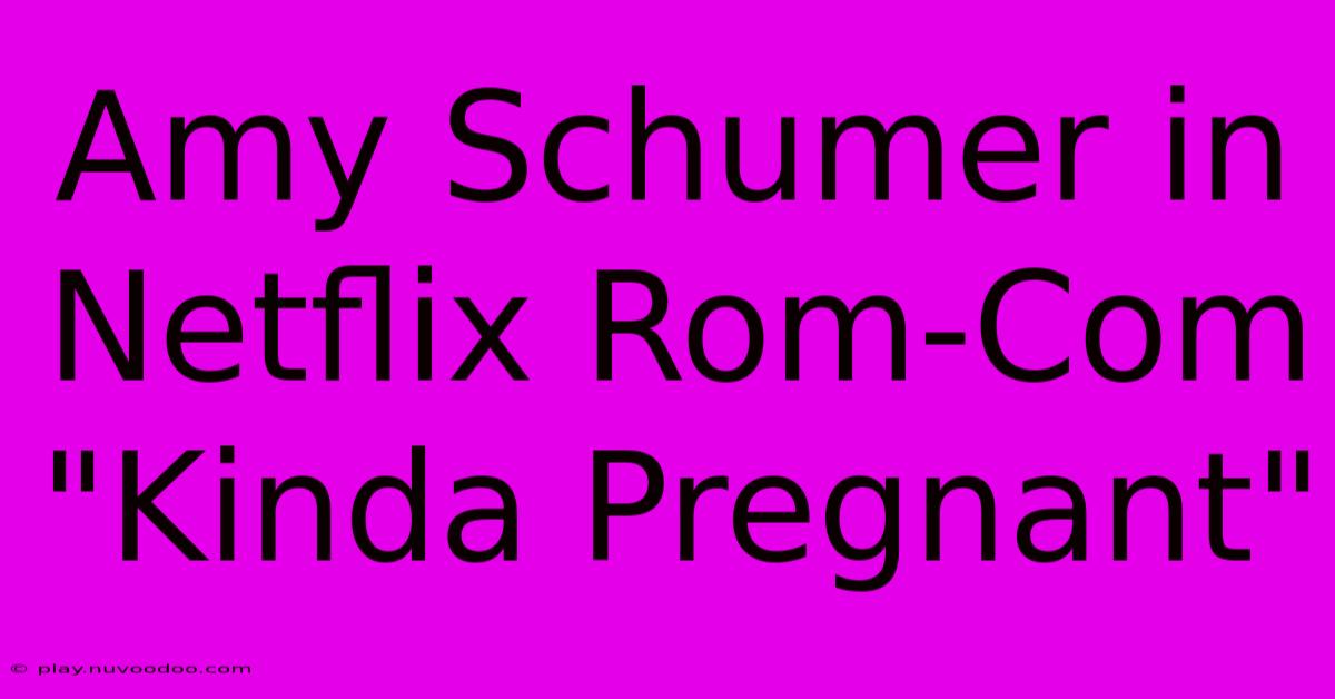 Amy Schumer In Netflix Rom-Com 