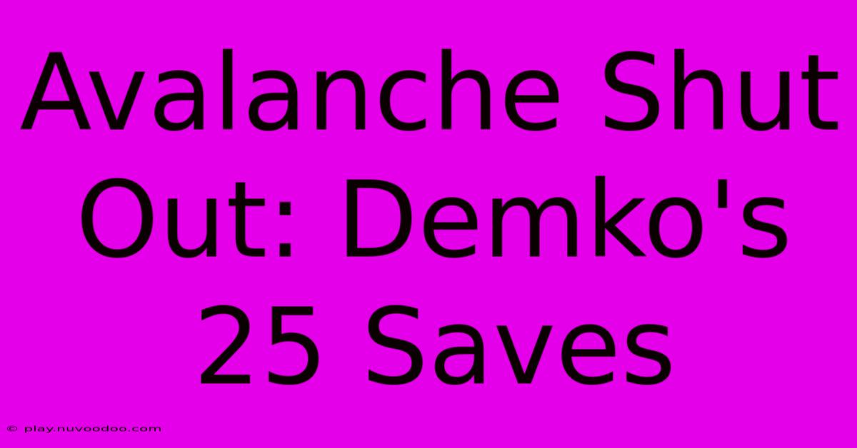 Avalanche Shut Out: Demko's 25 Saves