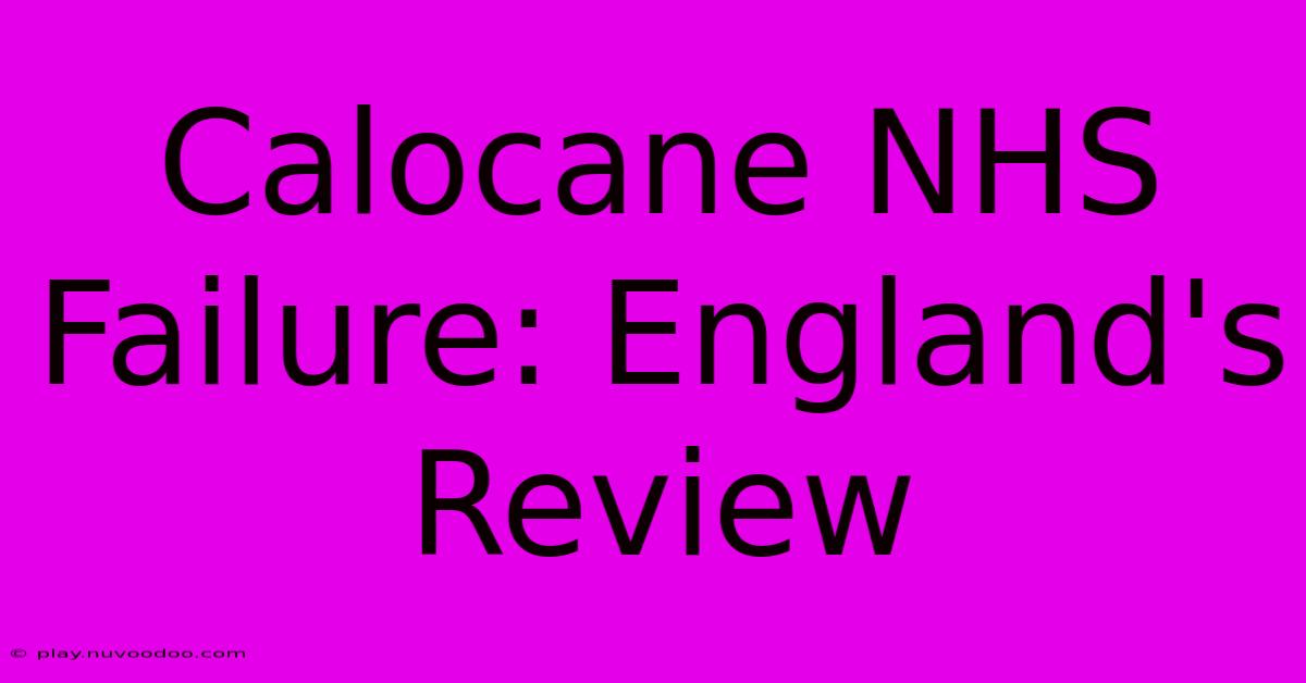 Calocane NHS Failure: England's Review