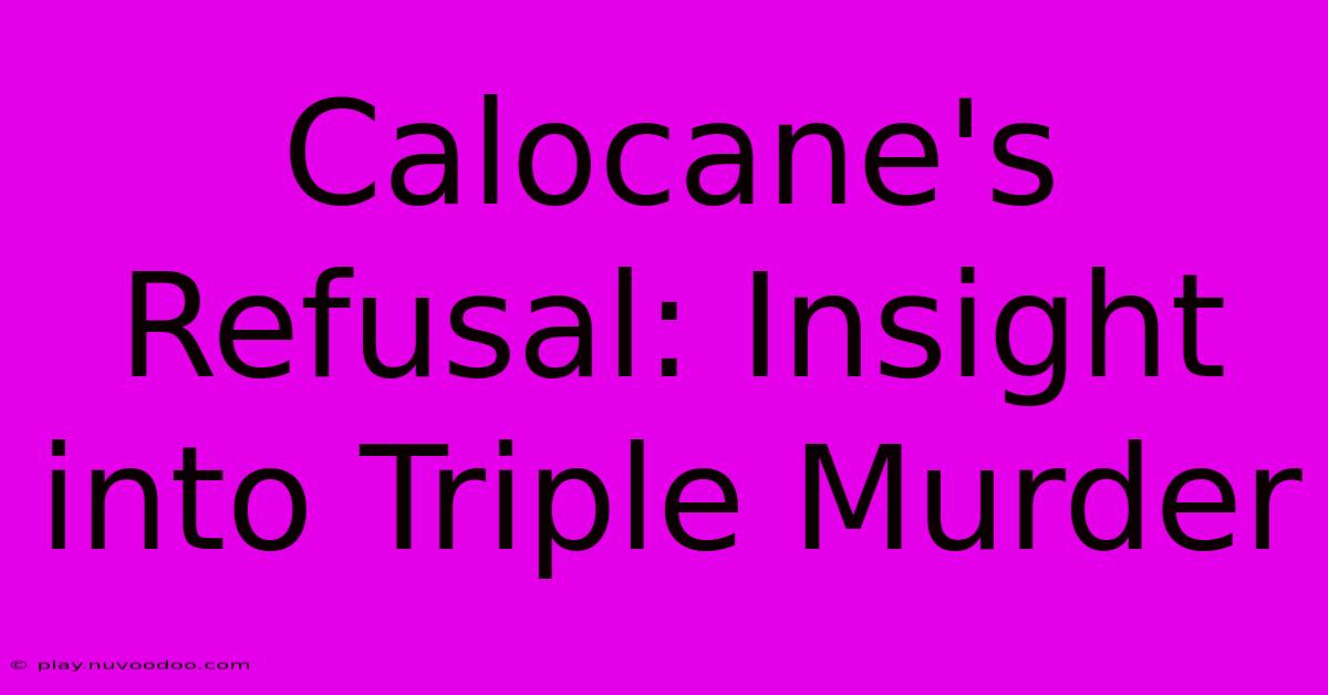 Calocane's Refusal: Insight Into Triple Murder