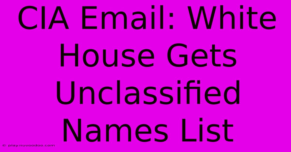 CIA Email: White House Gets Unclassified Names List