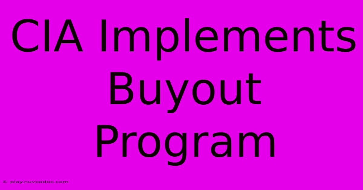 CIA Implements Buyout Program