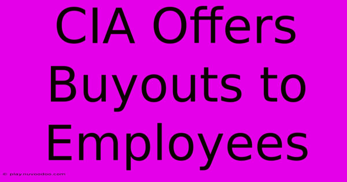 CIA Offers Buyouts To Employees