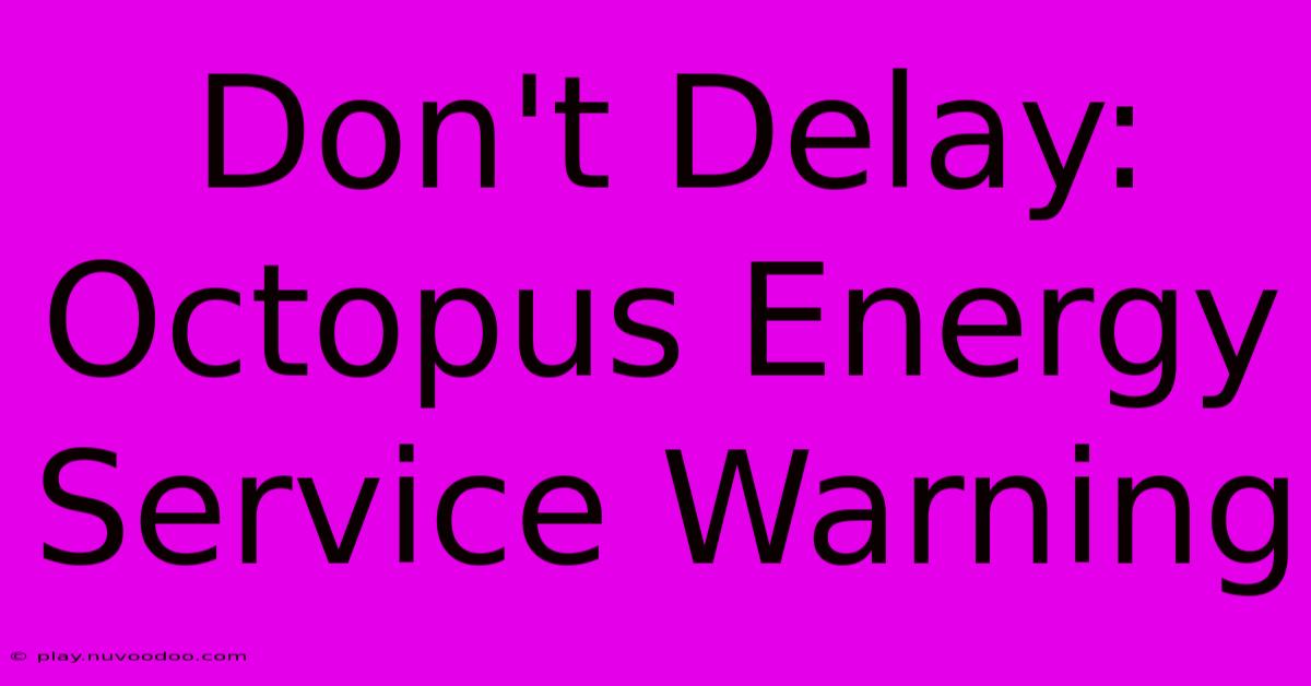 Don't Delay: Octopus Energy Service Warning