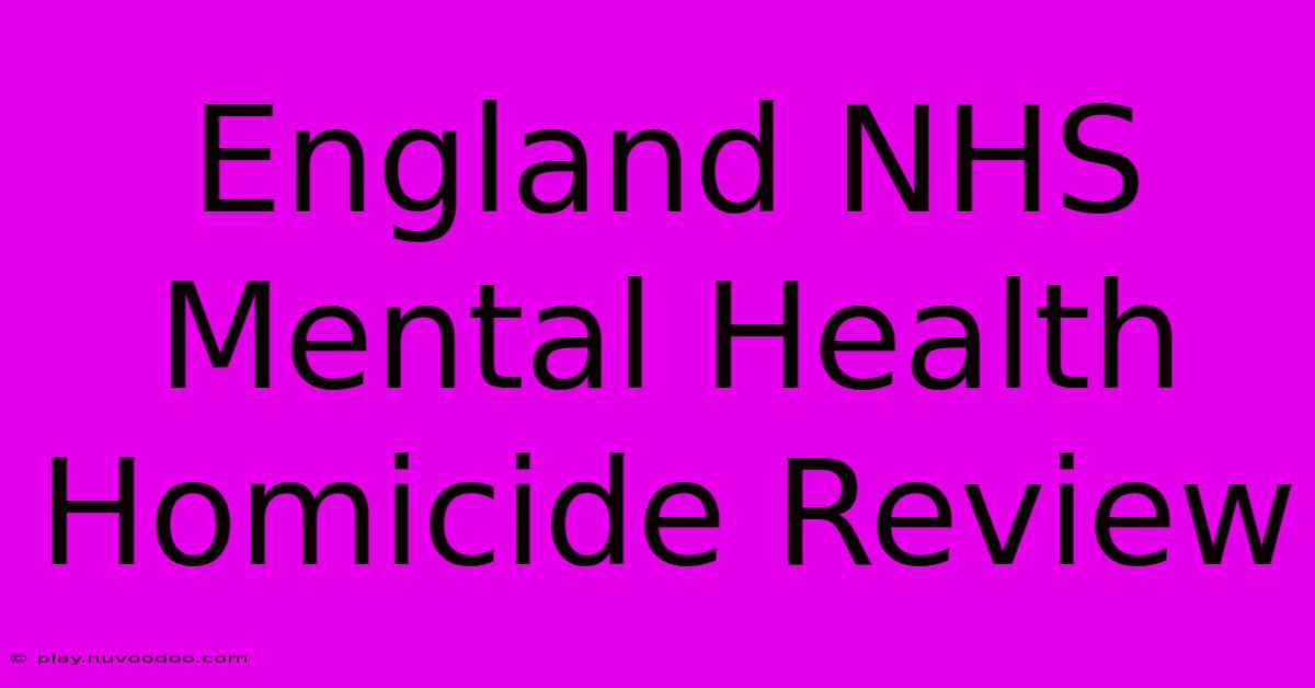 England NHS Mental Health Homicide Review