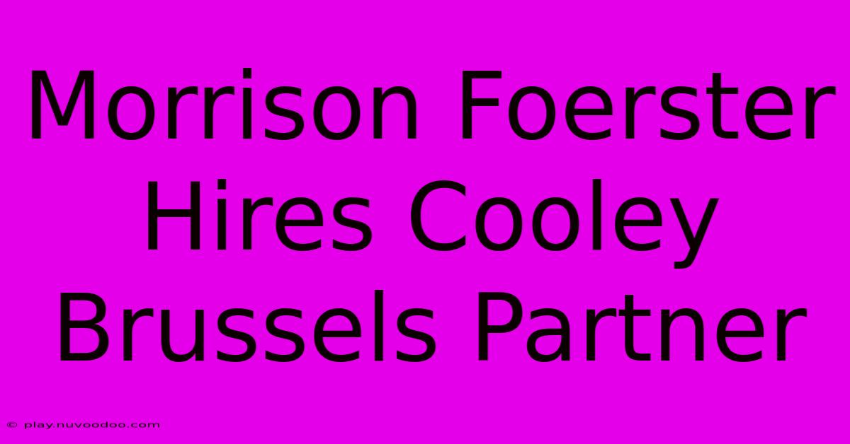 Morrison Foerster Hires Cooley Brussels Partner