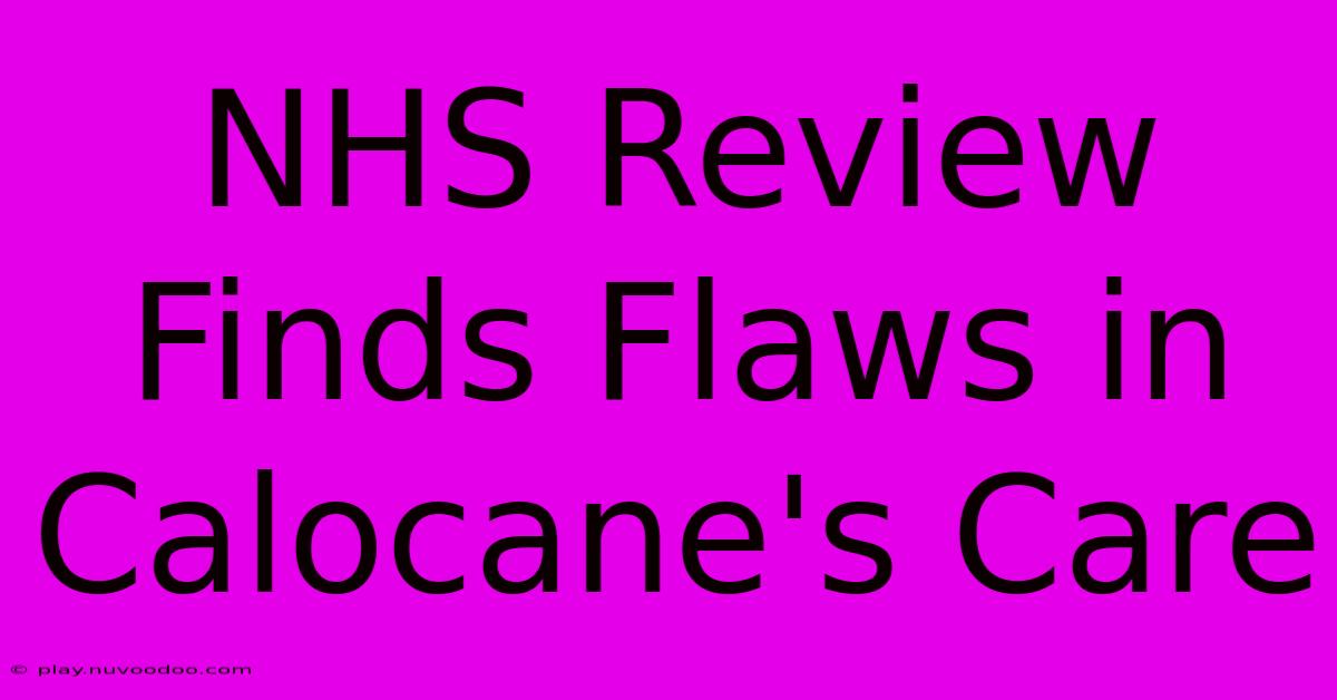 NHS Review Finds Flaws In Calocane's Care