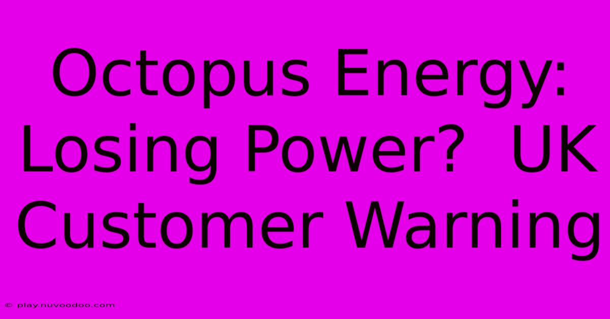 Octopus Energy:  Losing Power?  UK Customer Warning