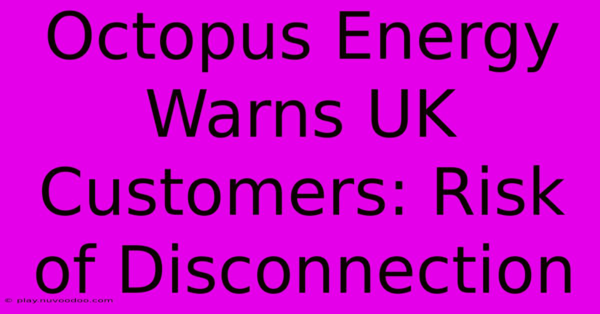 Octopus Energy Warns UK Customers: Risk Of Disconnection