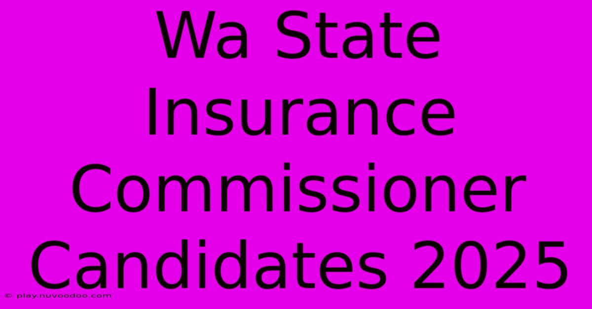 Wa State Insurance Commissioner Candidates 2025